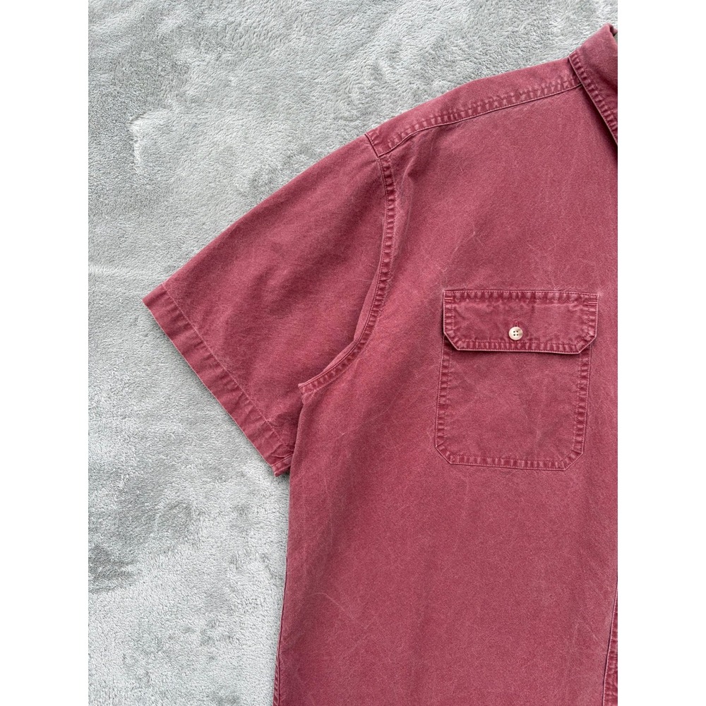 Vintage LL Bean Short Sleeve Button Down Shirt XL Faded Red Cotton Twill Chore - Picture 4 of 7